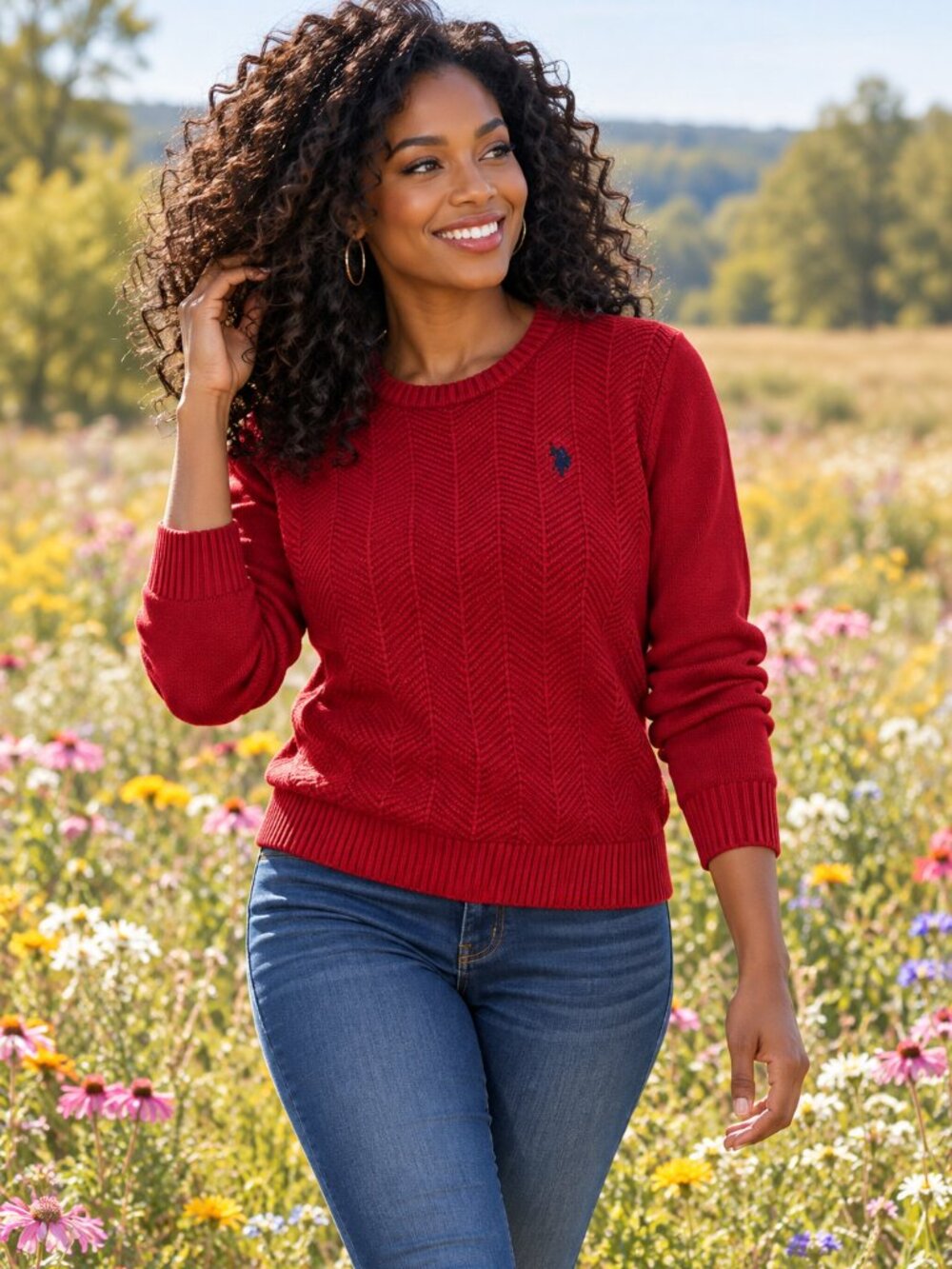 US Polo Assn Red Cable Knit Sweater - L - EUC